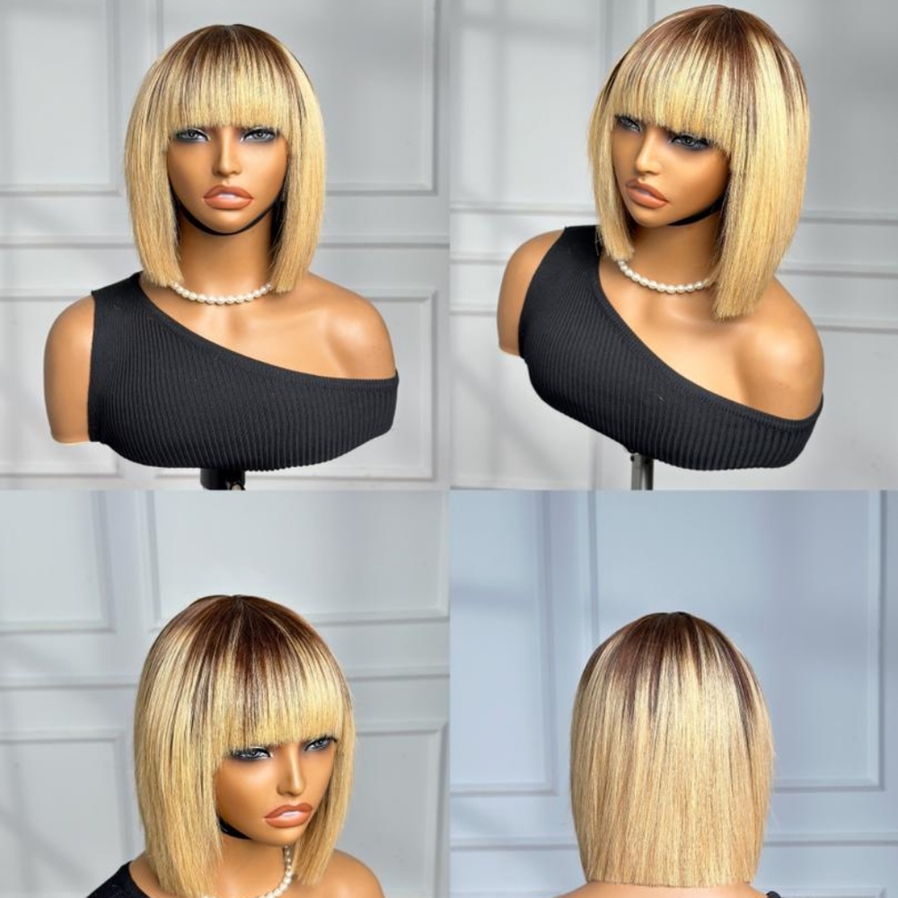Two-Tone Blonde & Brown Fringe Wig (8")